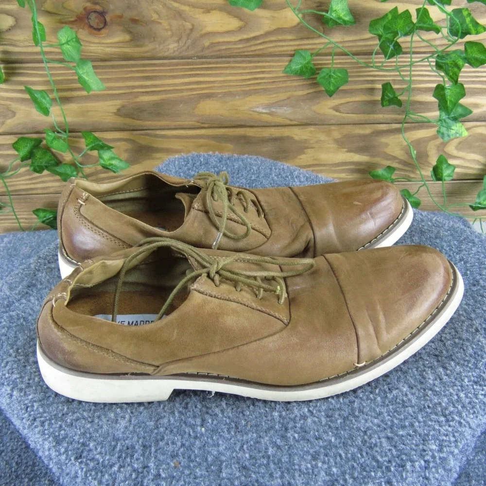 Steve Madden Unvail Men Leather Oxford Dress Shoes Casual Lace‎ Up Brown Size 9